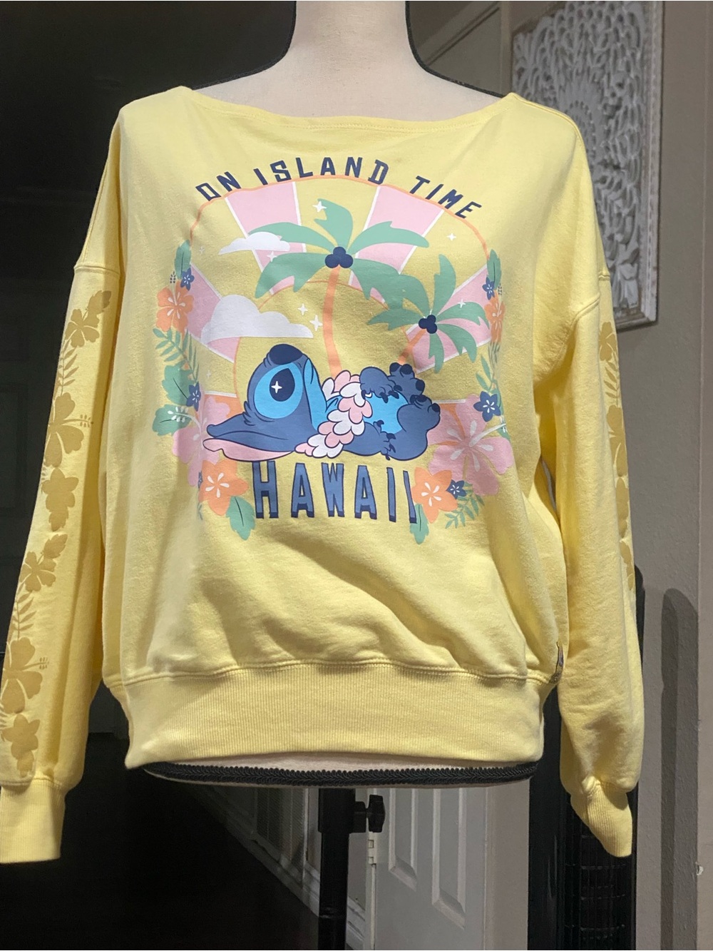 Disney Yellow Hawaii Stitch Pullover Sweatshirt